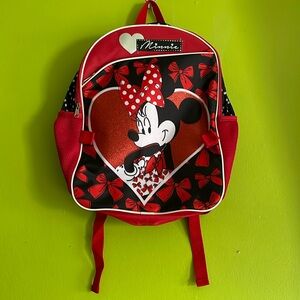 Disney Minnie Mouse Red Black & White Backpack 12"W x 16"H
